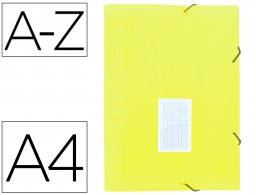 Carpeta clasificadora 13 departamentos Liderpapel A4 polipropileno amarillo flúor